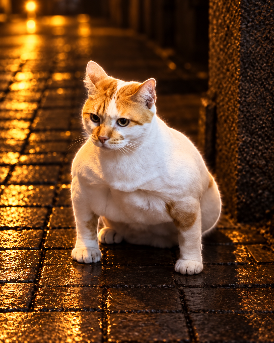 GIGA CAT, the muscular orange and white cat